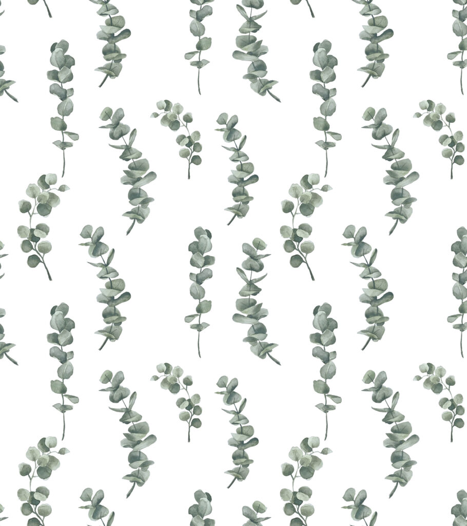 Diseño de eucaliptos verdes pintados en acuarela