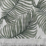 Alfombra tejida diseño botánico, hojas pintadas en acuarela.