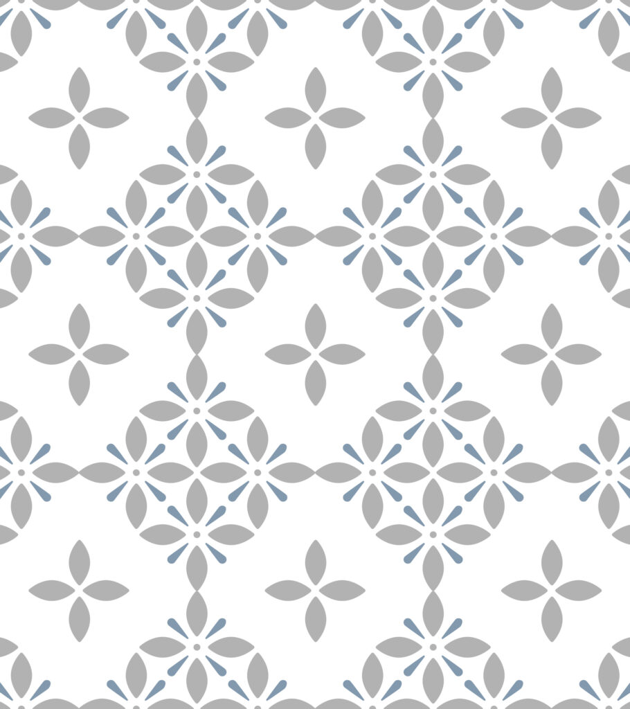 Diseño geometrico símil flores, gris y celeste