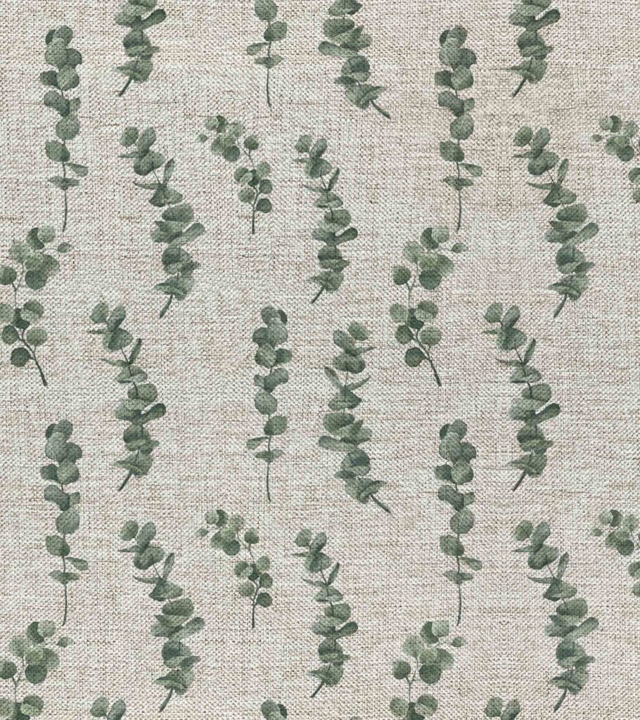 Diseño botanico de eucaliptos en acuarelas, fondo texturado