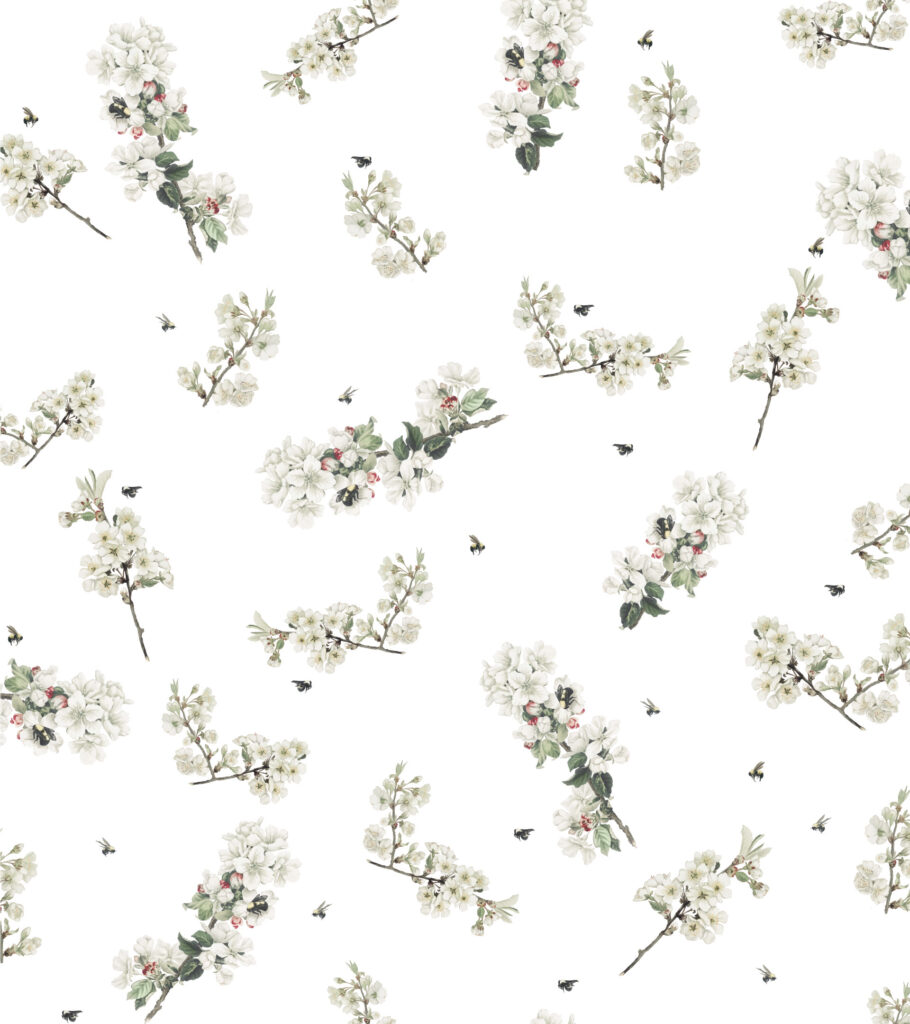 flores blancas, abejas
