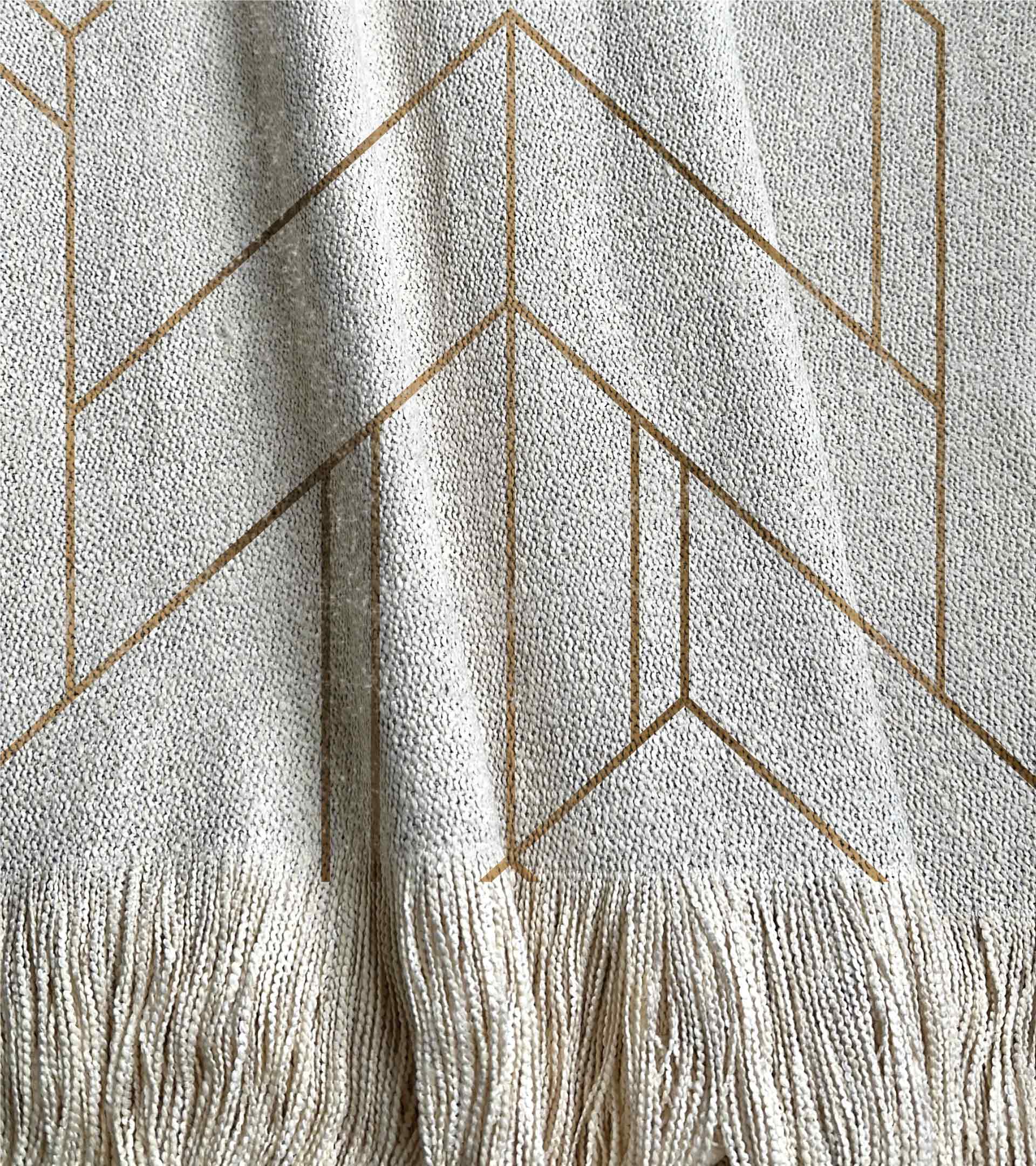 Manta tejida, diseño geometrico de color marrón