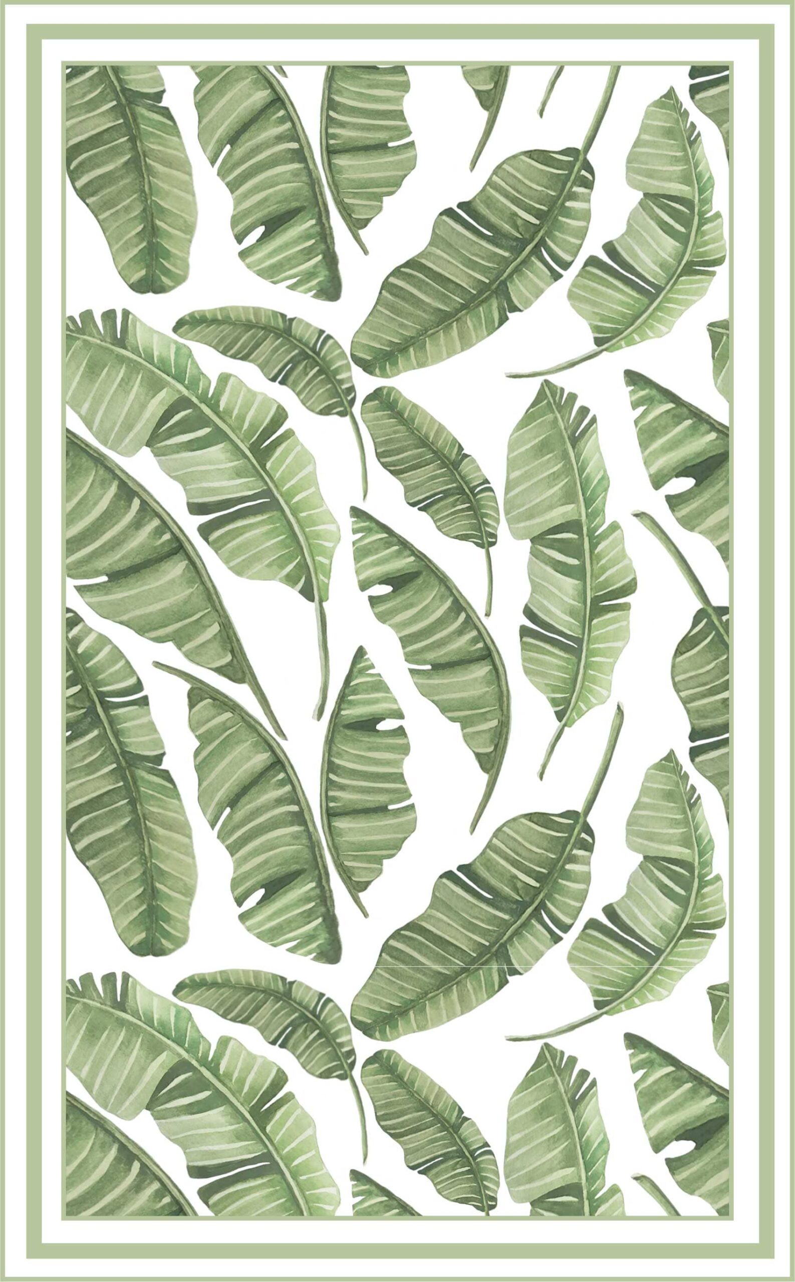 Alfombra vinilica diseño botanico de hojas en acuarela