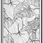 Alfombra vinilica vectorial diseño botanico de hojas en negro